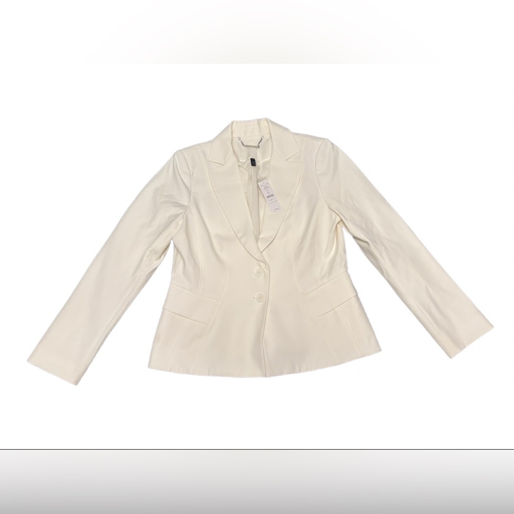 White House Black Market Ivory Tailored Stretch Blazer Jacket NWT Size 14